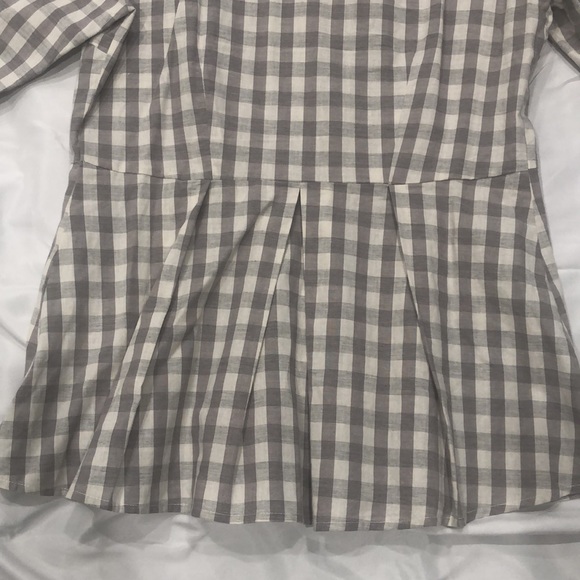 Anthropologie-Gray/Cream Plaid Peplum Top-Size Large - Picture 8 of 10